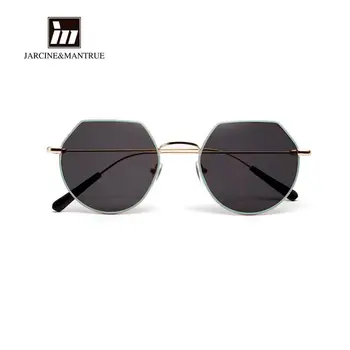 

Polygonal metal frame sunglasses men's small frame slim legs retro glasses women