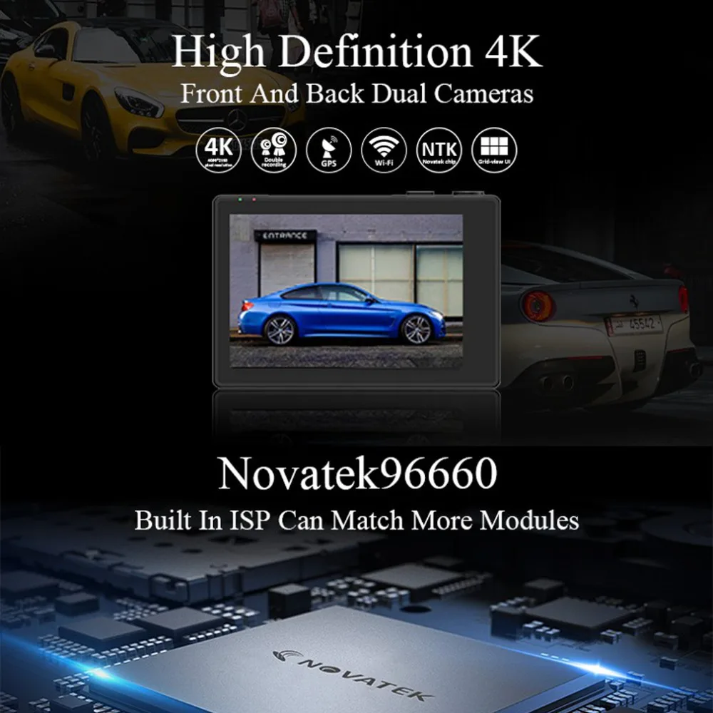 Новейший " OLED сенсорный экран 4K Ultra HD gps wifi Автомобильный видеорегистратор двойная камера Фронтальная и задняя камера Full hd 1080P Автомобильный видеорегистратор