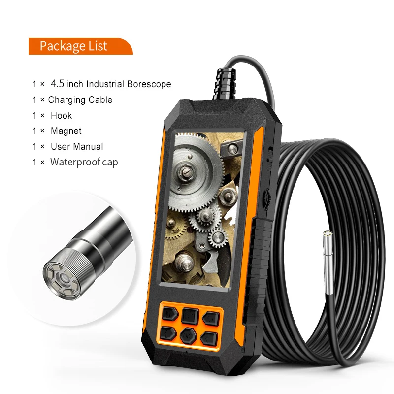 good security cameras Dual Lens Borescope-Endoscope P70 Inspection Camera with 4.5 "IPS Screen 3.9mm/8mm Endoscope Snake Camera with LED Gift for Men bluetooth cctv camera Surveillance Items