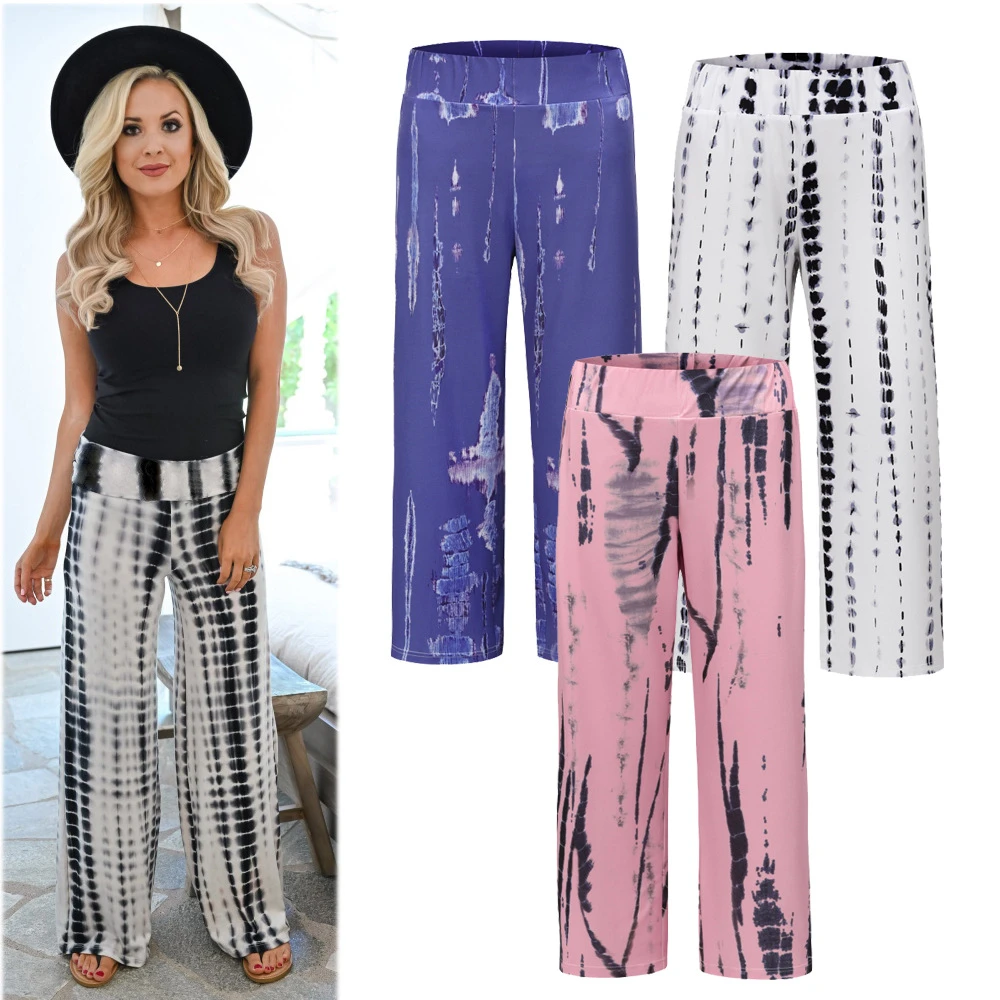 carhartt pants Spring Summer Women Wide Leg Pants Comfort print Cotton  Pants Casual Loose Straight Pants Ladies Long Trousers Plus Size wide leg pants