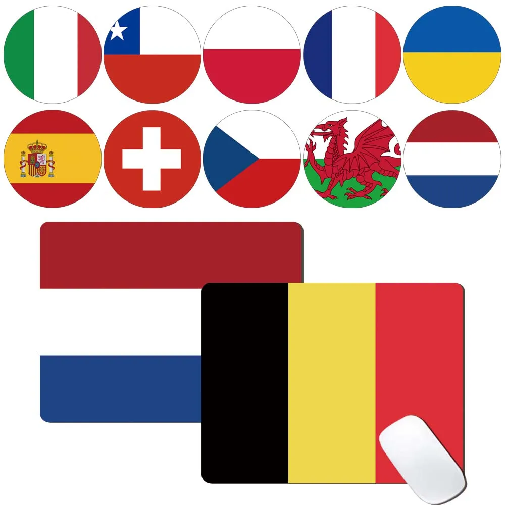

Mouse Pad Anti-slip Waterproof PU Leather Mouse-pad National Flag Series Pattern Game Mouse Mat