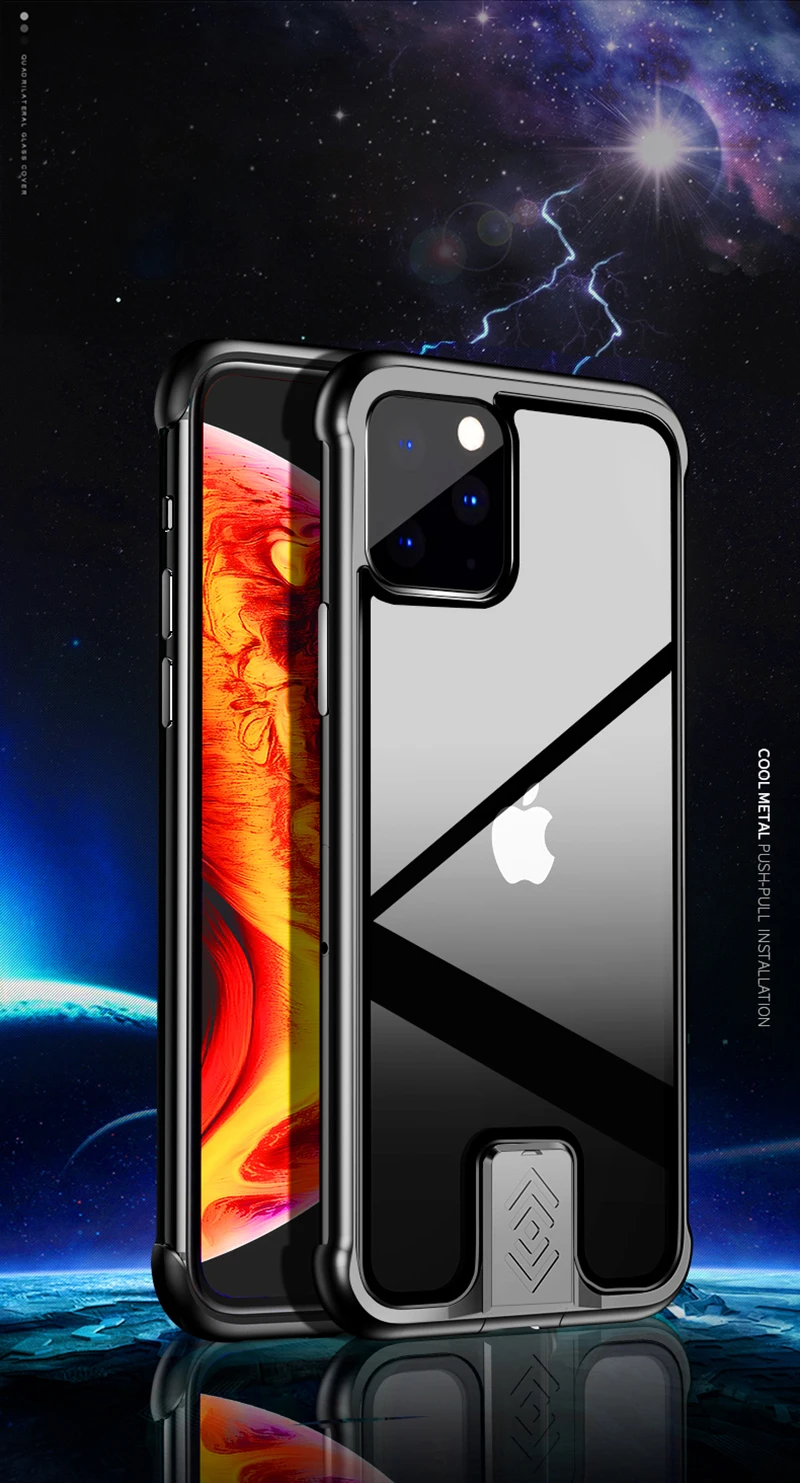 Металлический чехол из закаленного стекла для iPhone 7 8 Plus X XR XS Max HD прозрачный чехол безрамный чехол для телефона для iPhone 11 Pro Max чехол