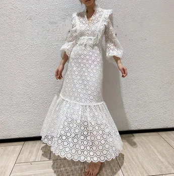 

Evening Dresses Long Lace White Elegant Bohemian Vintage Full Length Sleeves Mermaid Formal Evening Dress Gown
