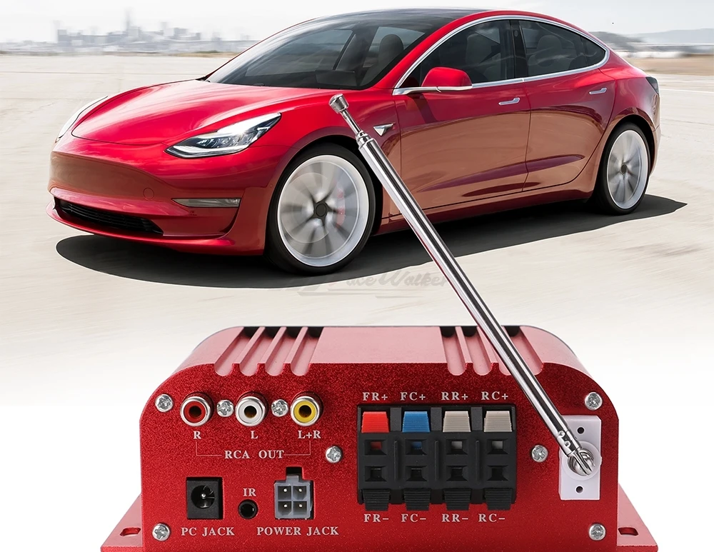 Красный Профессиональный усилитель мощности мотоцикла автомобиля usb аудио FM радио с ЖК-дисплеем
