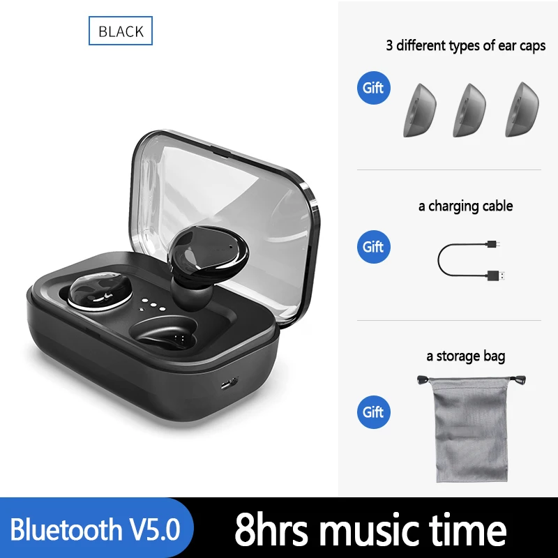 Черный I17 Bluetooth 5,0 наушники с шумоподавлением IPX6 водонепроницаемые спортивные настоящие беспроводные наушники 10 м подключенные стерео наушники - Цвет: Черный
