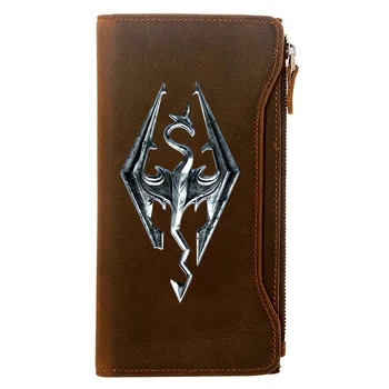 

Hot Game The Elder Scrolls V: Skyrim Printing Genuine Leather Wallet Men Long Purse With Phone Bag Zipper Card Holder Clutch