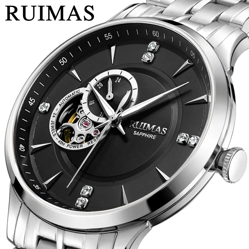 

Explosion Models Stainless Steel Automatic Hollow Mechanical Watch Business Waterproof Steel Belt Diamond Men's Watch 6735