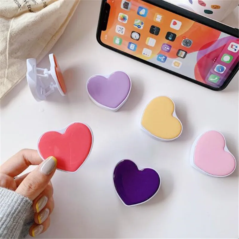 Cute Macaron Heart Love Supporto Espandibile Grip Mount Presa Per Telefono Fold Mobile Smartphone Pocket Supporto Per Telefono Con Staffa Da Tavolo