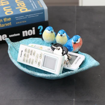 

Nordic Resin Bird Key Remote Control Candy Storage Tray Crafts Decoration Home Leaf-shaped Cosmetics Jewelry Storage Decoration