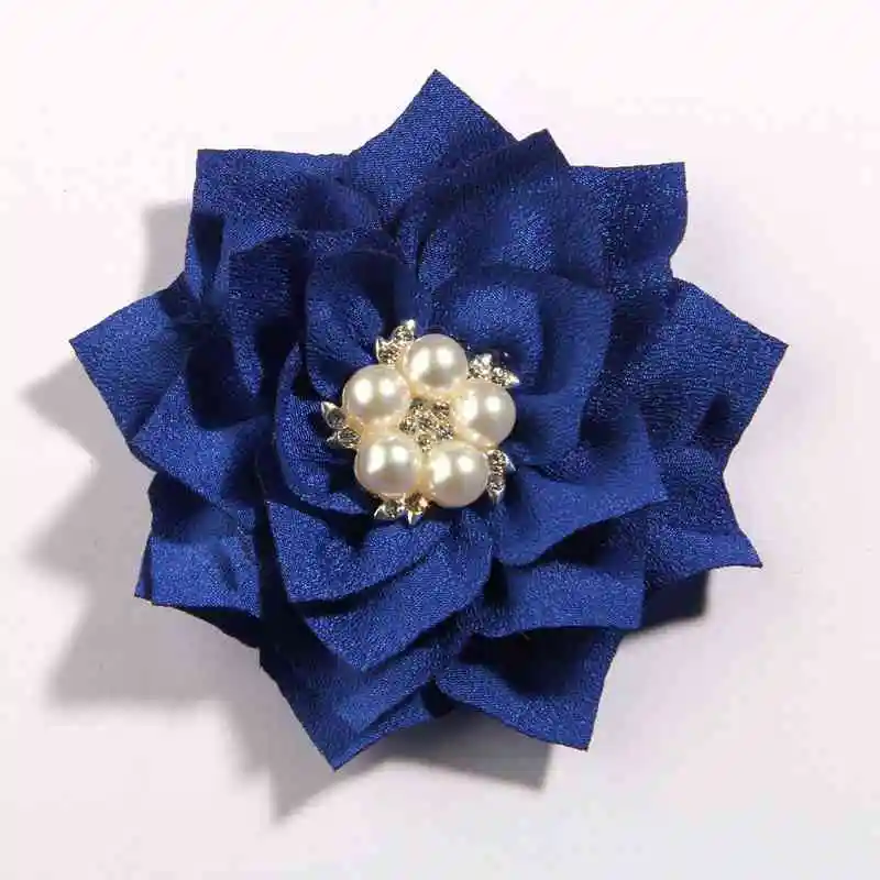 Royal Blue 200 шт., 7,5 см, 2,95 дюйма,, цветы из ткани с грушей, стразы, аксессуары для волос, цветок для волос на заколках, свадебный букет - Цвет: Royal Blue