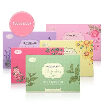 

MeterMall 100pcs Fragrant Tissue Paper Face Oil Absorbing Paper Plant Fibres Breathable Blotting Handkerchief Color Random