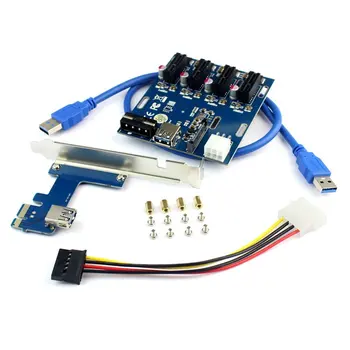 

PCI-E 1 To 4 PCI Express 1X Slots Riser Card Mini ITX To External 4 PCI-E Slot Adapter PCI-E Port Mining Multiplier Card