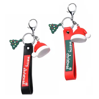 

2pcs Christmas Decorative Keychain PVC Keyring Clips Pendant for Car Key