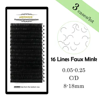 

Abonnie 3 Boxes set 16 row MINK eyelash extension soft black curl type, artificial eyelash Fake False Eyelashes,Free Shipping