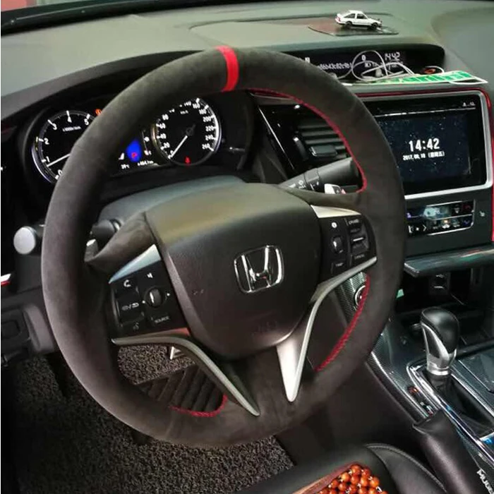 

Для Honda SPIRIOR Vezel XRV Accord Civic Город Avancier FIT из серии "сделай сам" из черной замши, внутренняя отделка из натуральной кожи чехол рулевого колеса автомобиля