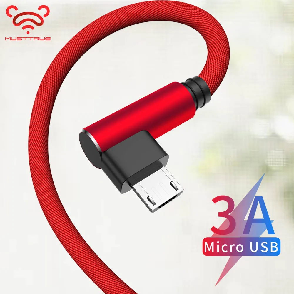 MUSTTRUE кабель Micro usb для быстрой зарядки 90 градусов Кабель Microusb передачи данных samsung