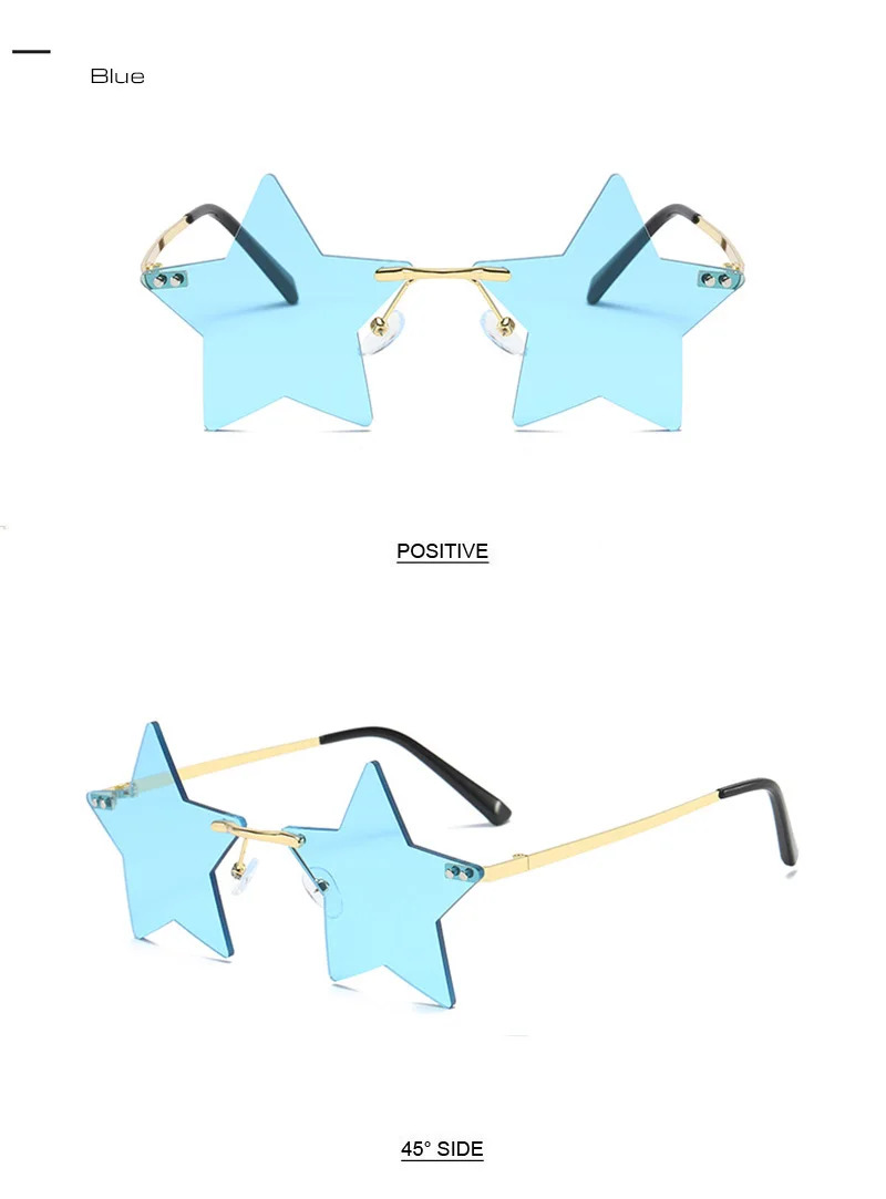 square sunglasses SHAUNA Unique Rimless Pentagram Sunglasses Fashion Five-pointed Star Shades UV400 ray ban sunglasses women