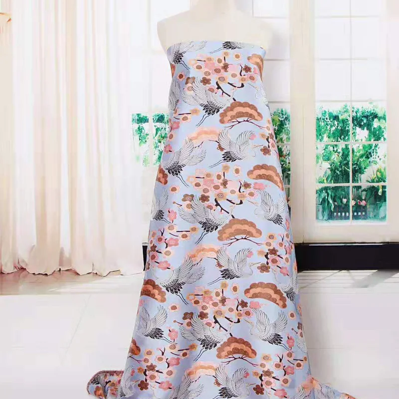 5 ярдов Высокое качество пряжа-окрашенное платье из жаккардовой ткани жаккардовая вышивка кружевная ткань для модных аксессуаров одежды