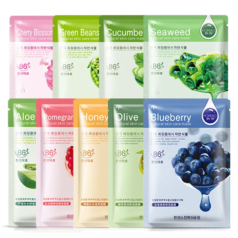Skin Care Plant Facial Mask Moisturizing Oil Control Blackhead Remover Wrapped Face Blueberry Aloe Olive |