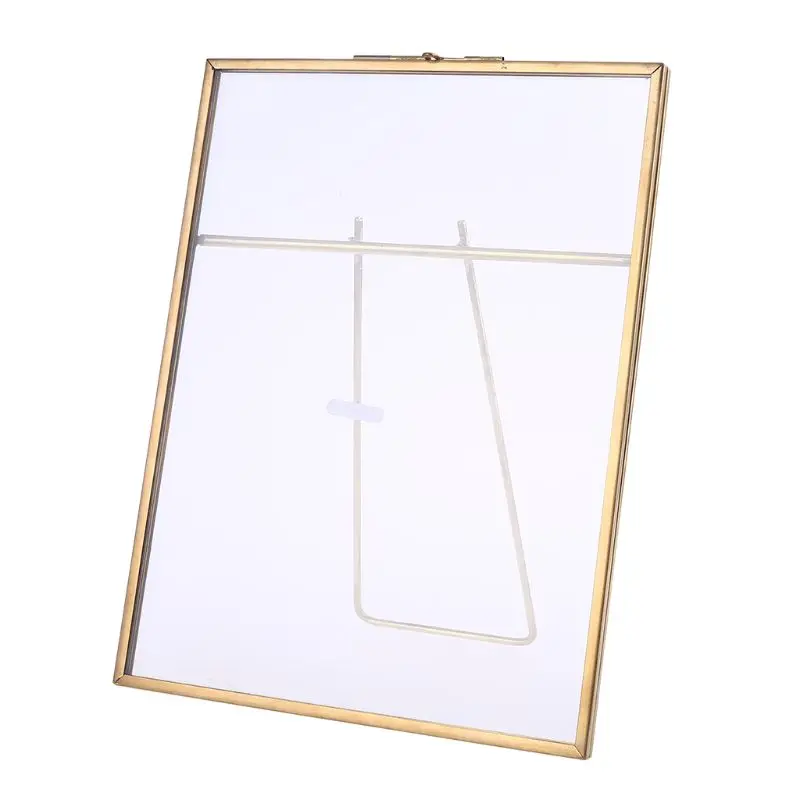 

Gold Floating Metal Glass Photo Frame Desktop Wedding Pictures Portrait Display