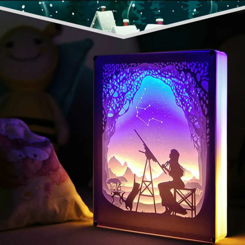 Online 12 konstellation Papier Carving Lampe Neuheit 3D Nachtlicht USB Power Papier cut Atmosphäre Lampe Wohnzimmer Schlafzimmer Kunst Dekoration