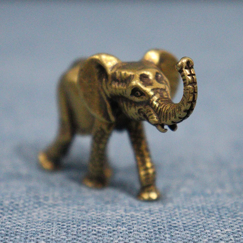 Vintage Brass Elephant Home Decor Ornaments Crafts Miniatures Figurines  Desk Decoration Accessories Handmade Mini Animals Statue
