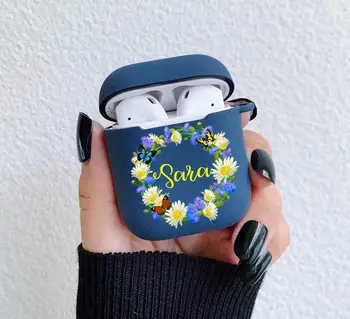 

Yellow Flower Wreath Butterflies Airpod pro case Soft Personalized Custom Name Air pod pro skins case cover Headphones case Gift