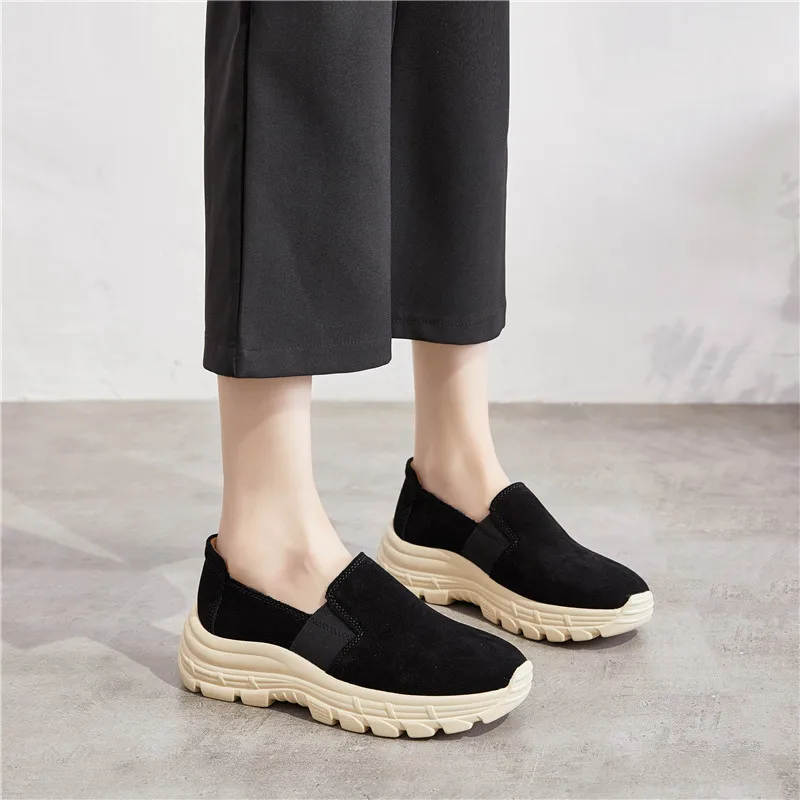 

Spring And Autumn New Style Slip-on WOMEN'S Shoes Large Size Shoes Versatile Breathable Casual Shoes Thick Bottomed Elevator Sho