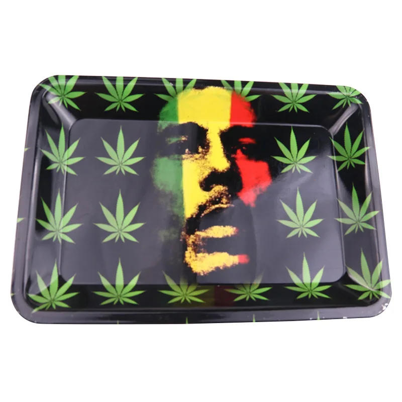 Tinplate Metal Tobacco Rolling Tray Storage Plate Discs For Smoke Bob Marley Weed Herb Grinder Cigarette Container Tray Ashtrays - Цвет: 6
