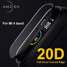 amzish Защитное стекло 20D с закругленными краями для Xiaomi mi Band 4, полноэкранное стекло для mi Band 4, защитная пленка, умные аксессуары