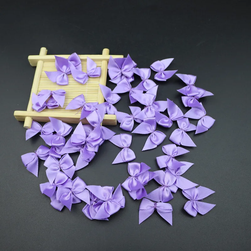 Purple bows 30-150 шт атласные банты DIY ремесло поставки Рождественская вечеринка Декор подарочная упаковка Bowknots Швейные головные уборы аксессуары аппликации - Цвет: Purple bows