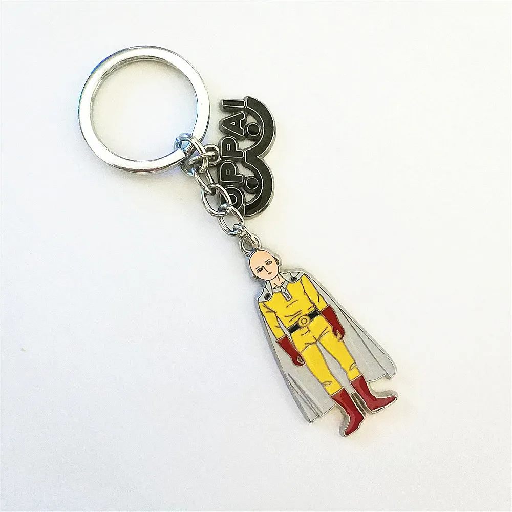 Anime ONE PUNCH-MAN Saitama Figure Mobile Chain Key Chains Keychain Necklace Metal Pendant Keyring Cosplay | Украшения и