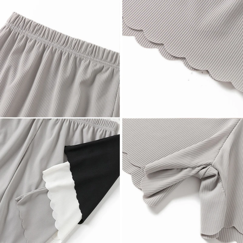Women Panties Under Skirt Safety Short Pants Stripe Seamless Women Underpants Wave Hem Boxer Loose Outside Wear Shorts safety shorts seamless panties women shorts underwear