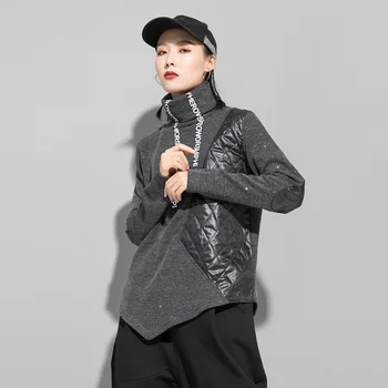 

T Shirt Female Clothes Letter printing Split Keep Warm Bottoming Long Sleeve Tops for women