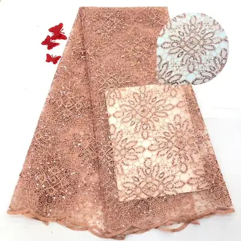 

Madison High Quality 2019 Tulle Sequins French Nigerian Lace Fabrics Embroidered African Lace Fabric For Women Dress