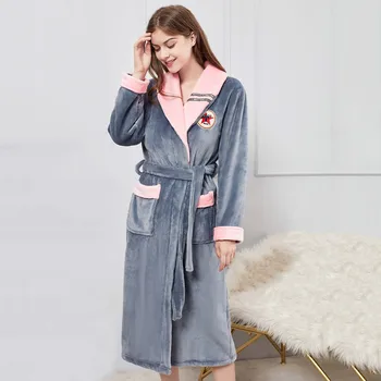 

Thicken Coral Fleece Sleepwear Women Kimono Gown Bathrobe Winter Warm Nightwear Nightdress Soft Homewear Intimate Lingerie