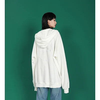 Lazy sweashirts для женщин новая Корейская версия свободные ins весна и осень с капюшоном BF на молнии толстовки - Цвет: Белый