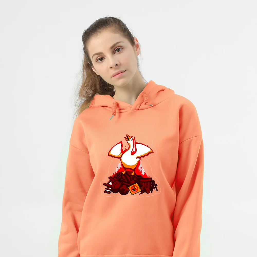 

Fun Flame Goose Printed Hooded Couple Sweatshirt Cute Hoodies for Unisex 90's Aesthetic Hip Hop Korean Men Sweatshirt Oversized