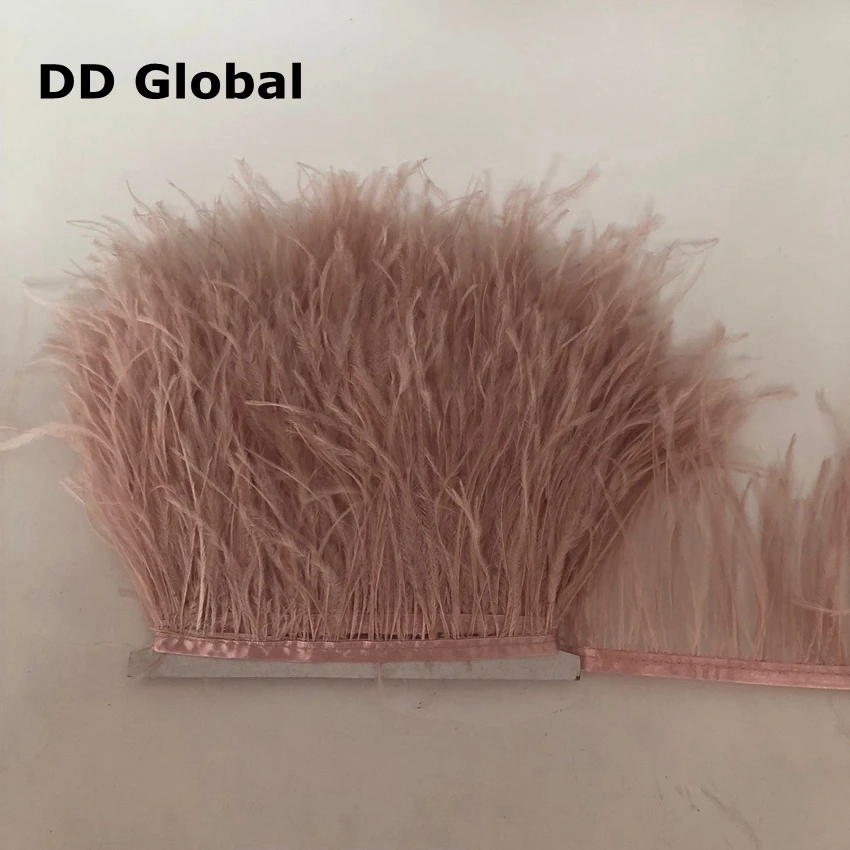 

High Quality 10 meter Dyed Leather pink Ostrich Feather Trims Width 4-6 inch feathers Ribbon for Skirt/Dress/Costume Decorations