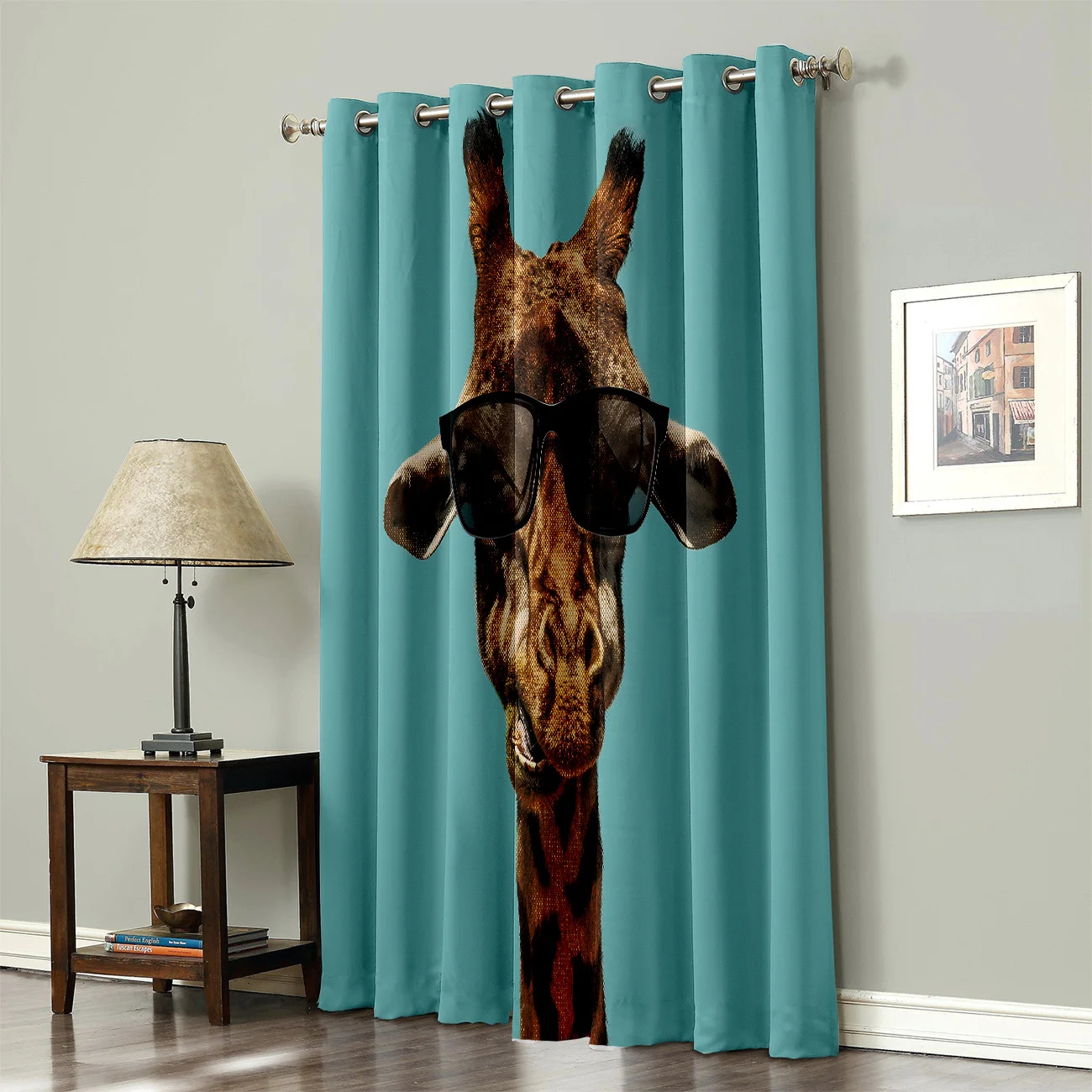 Giraffes носить солнцезащитные очки смешные занавес для комнаты s большая оконная занавеска для гостиной стержень Декор кухня спальня домашняя ткань