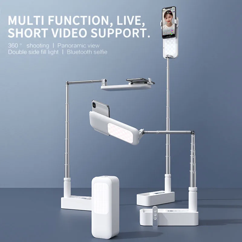 Portable Phone Holder Stand With Wireless Dimmable LED Selfie Fill Light Lamp For Live Video Mobile Holders Filling | Мобильные