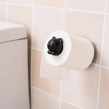 

Creative Cat Toilet Paper Holder Kitchen Roll Holder Organizer Adhesive Bathroom Towel Tissue Hanger Rack Bathroom Accessories