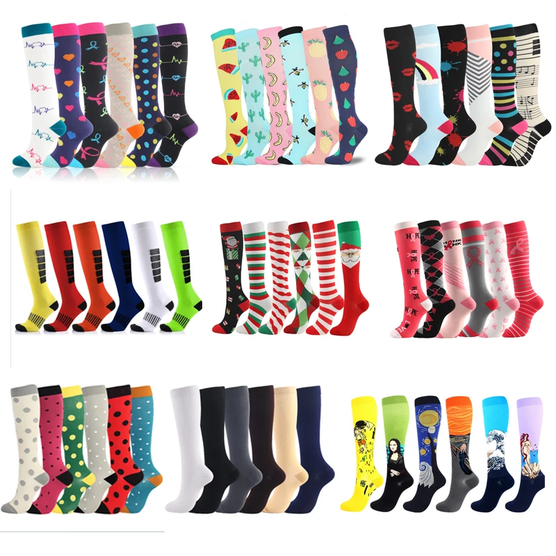 3/5/6Pair Man Women Compression Socks Fit For Football Cycling Running Sports Socks Nursing Prevent Varicose Vein Stockings