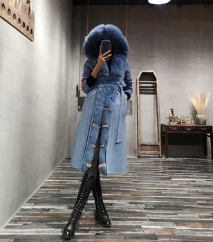 GĂŒnstige QIUSHAN Doppel Konfrontiert Kaschmir Frau Mantel FĂŒr Herbst Oder Winter Rex Kaninchen Fell Futter Fuchs Pelz Trimmen Lange Mit Kapuze Jacke