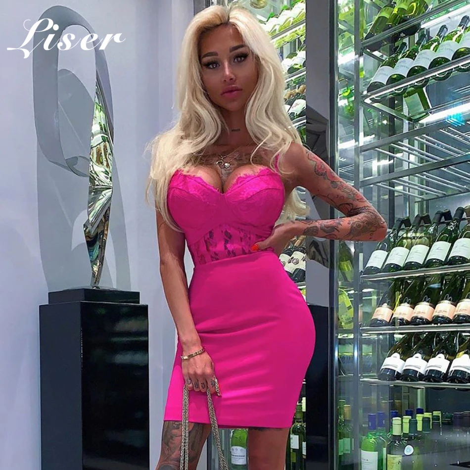 Женское Кружевное облегающее платье Liser элегантное Клубное вечернее без