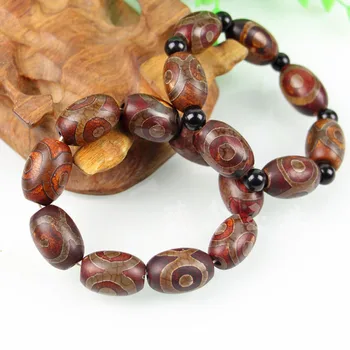 

Tibetan Agate Three-Eyed Dzi Bead Bracelet