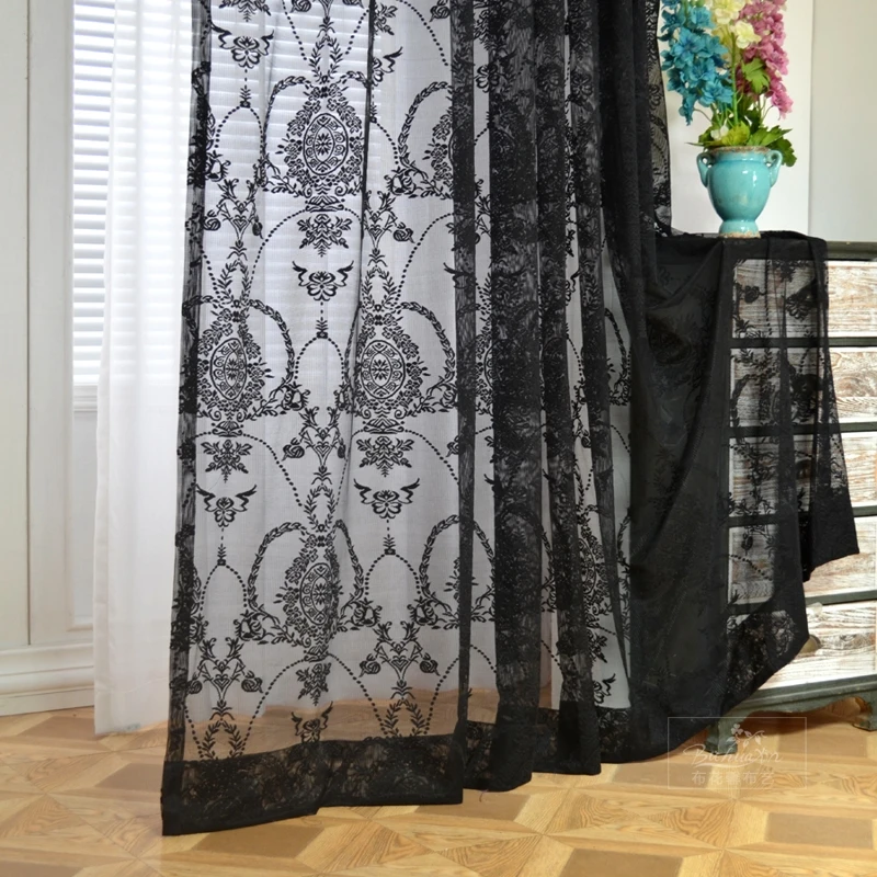 zuiger Verbeelding bagageruimte Europese Solid Black Sheer Gordijnen Slaapkamer Woonkamer Premium Zwarte  Kant Gordijn Gordijnen Home Decoratie Achtergrond Stoffen|Gordijnen| -  AliExpress