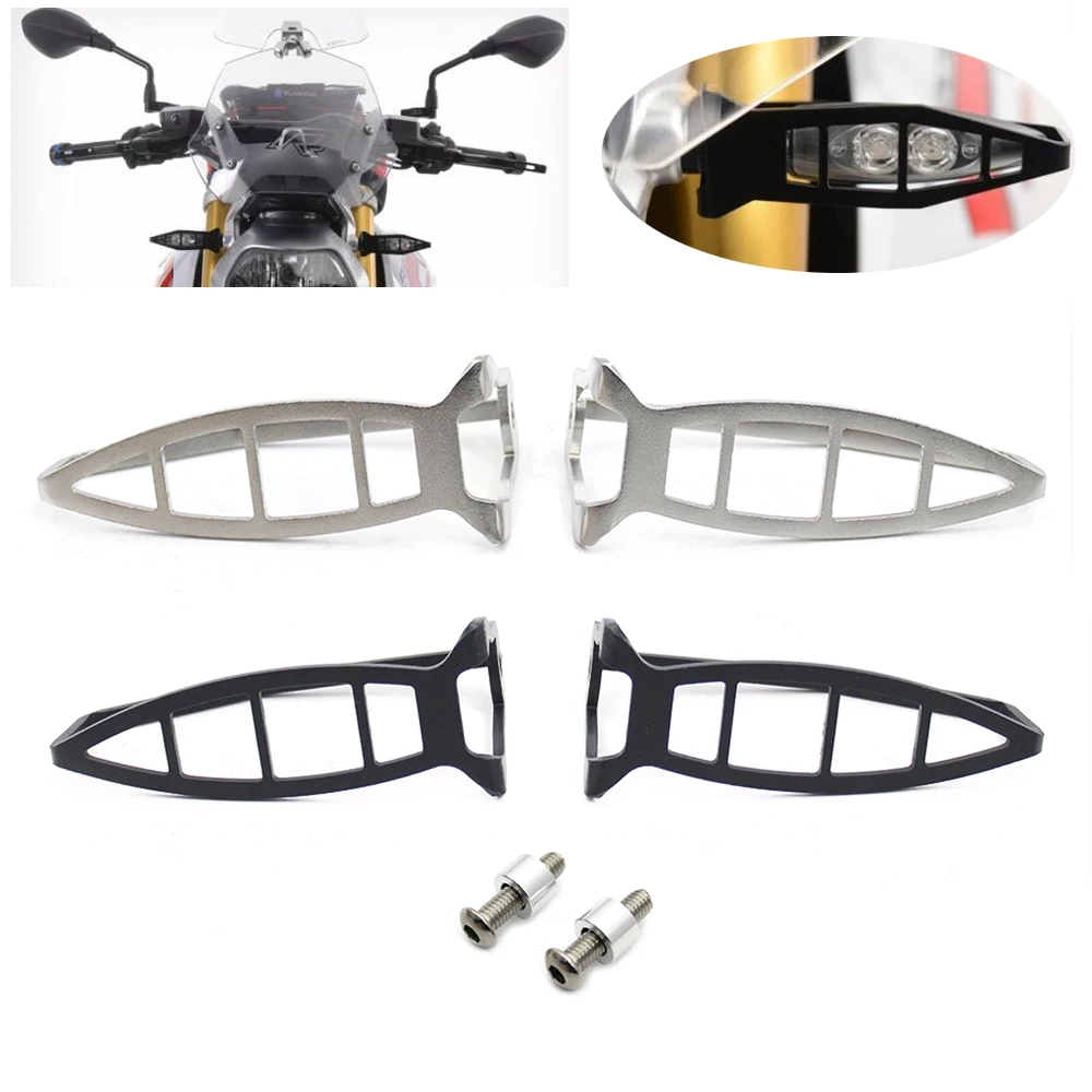 

Turn Signal Light Covers Protector 1 Pair For BMW F800GS 2008-2018 Silver Black Motorcycle Front Aluminum