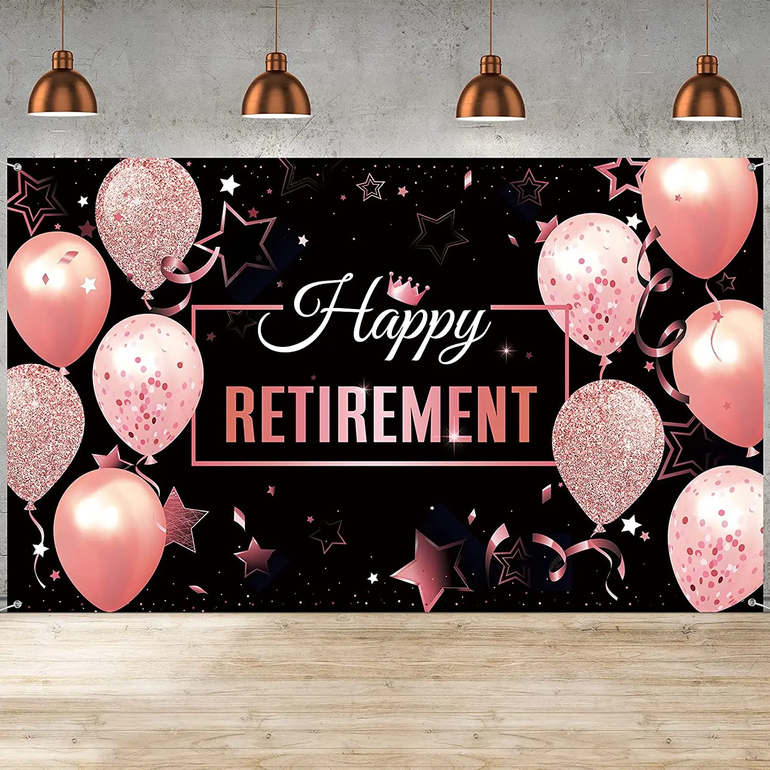 Background White Black Banner Happy Retirement Banner Horizontal Large Happy Retirement Sign Banner Fabric Retirement Yard Sign Backdrop for Retirement Party Photo Booth 72.8 x 15.7 Inch 