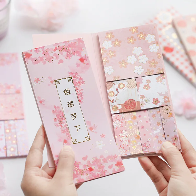 

240pcs/set Kawaii Memo Pads Japanese Sakura Pink Cherry Fruit Strawberry Pink Notepad Diary Writing Notepad School Stationery